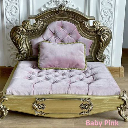 Luxury Baroque Pet Bed in Gold & Baby Pink