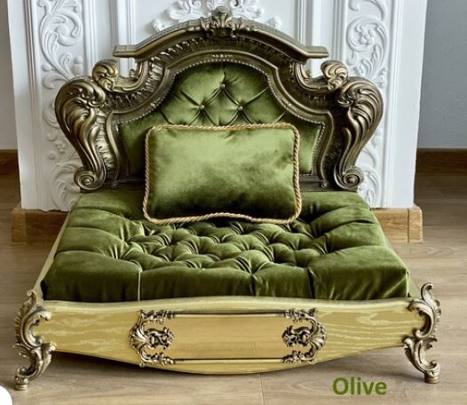 Luxury Baroque Pet Bed in Gold & Baby Pink HT Animal Supply