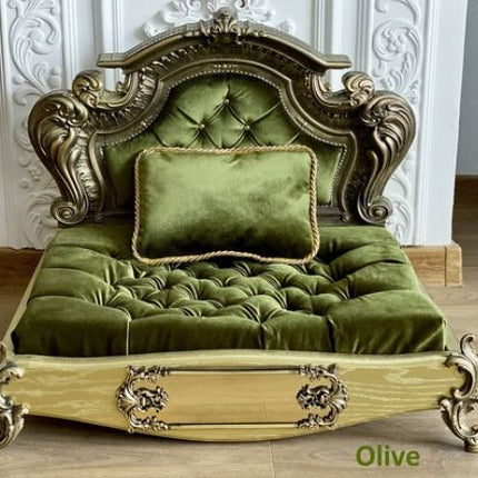 Luxury Baroque Pet Bed in Gold & Baby Pink