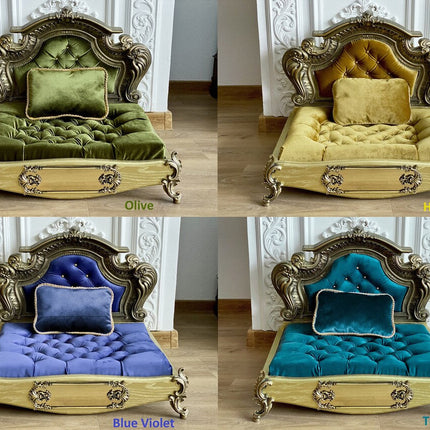 Luxury Baroque Pet Bed in Gold & Baby Pink