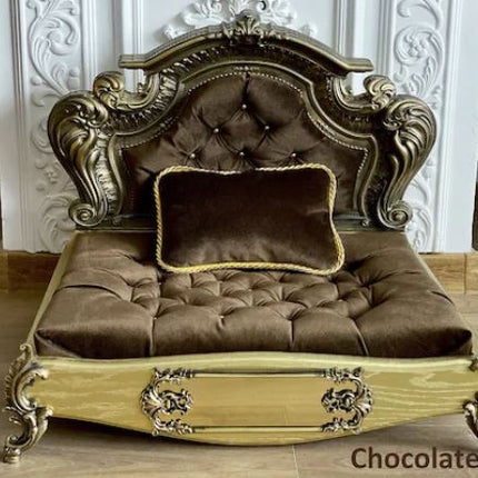 Luxury Baroque Pet Bed in Gold & Baby Pink