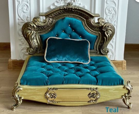 Luxury Baroque Pet Bed in Gold & Baby Pink HT Animal Supply