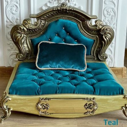 Luxury Baroque Pet Bed in Gold & Baby Pink