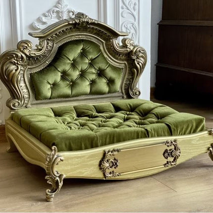 Luxury Baroque Pet Bed in Gold & Burgundy