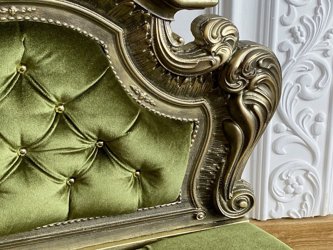 Luxury Baroque Pet Bed in Gold & Olive HT Animal Supply