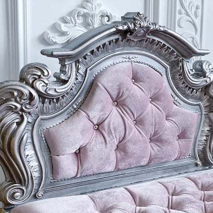 Luxury Baroque Pet Bed in Silver & Baby Pink