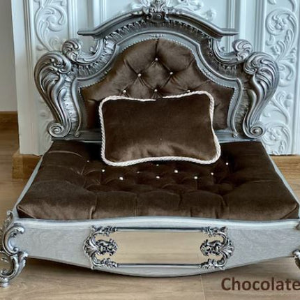 Luxury Baroque Pet Bed in Silver & Baby Pink