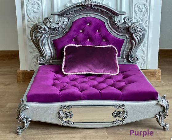 Luxury Baroque Pet Bed in Silver & Baby Pink HT Animal Supply