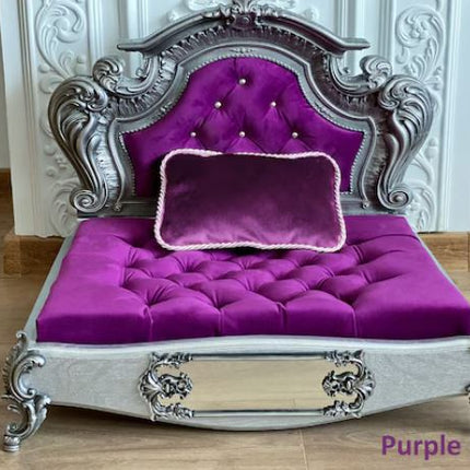 Luxury Baroque Pet Bed in Silver & Baby Pink