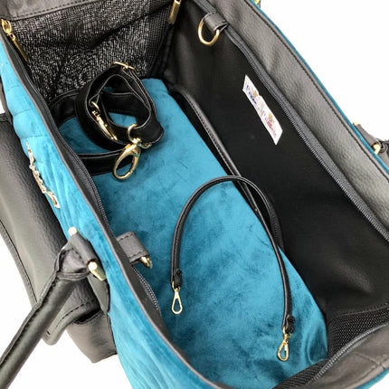 Designer Dog Travel Tote - Blue Velvet