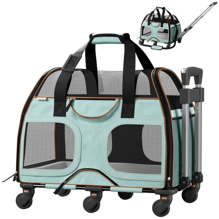 Luxury Rider Pet Carrier with Removable Wheels and Telescopic Handle