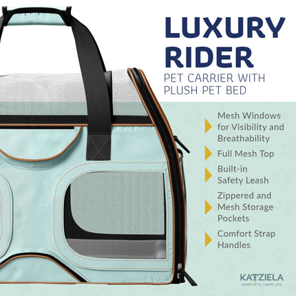 Luxury Rider Pet Carrier with Removable Wheels and Telescopic Handle