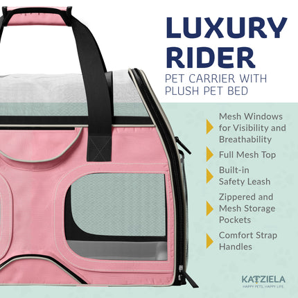 Luxury Rider Pet Carrier with Removable Wheels and Telescopic Handle