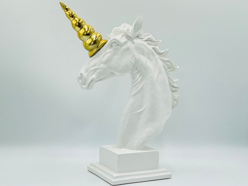 Luxury Unicorn Statue with Golden Horn