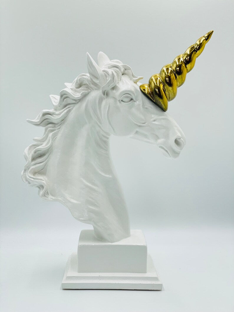 Luxury Unicorn Statue with Golden Horn