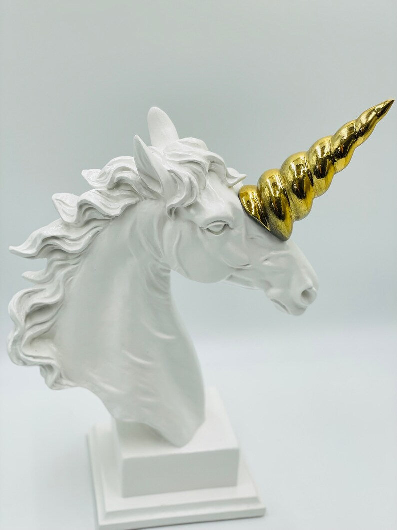 Luxury Unicorn Statue with Golden Horn