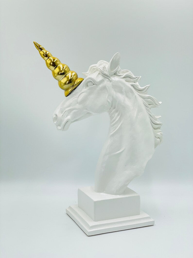 Luxury Unicorn Statue with Golden Horn