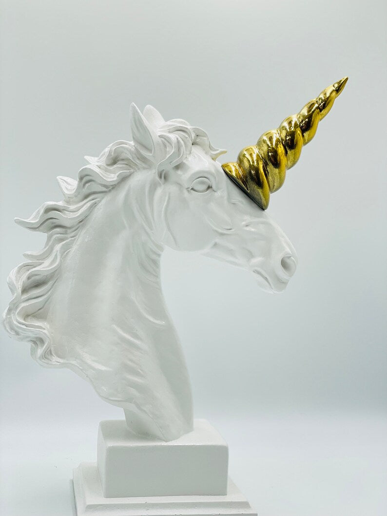 Luxury Unicorn Statue with Golden Horn