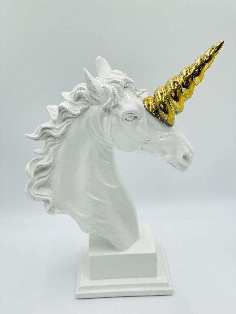 Luxury Unicorn Statue with Golden Horn