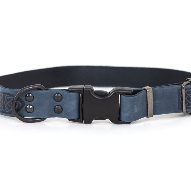 Celtic Sport Blue Jeans Leather Dog Collar