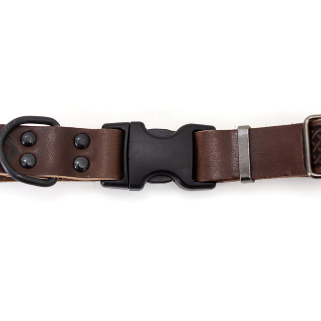 Celtic Sport Chocolate Leather Dog Collar