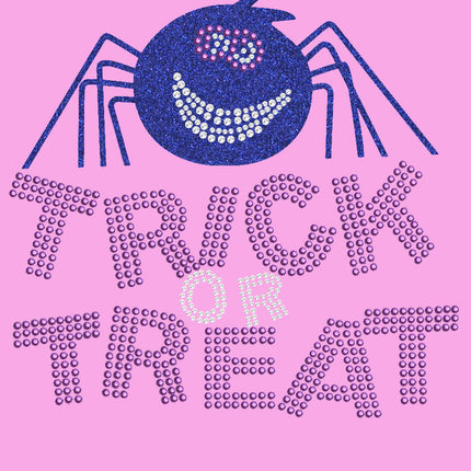 Trick or Treat with Blue Glitter Spider - Women's Tee