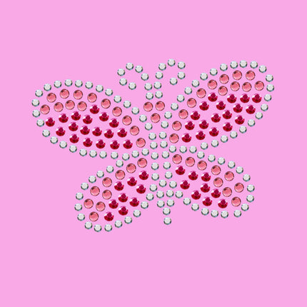 Pink Austrian crystal Rhinestone & Rhinestud Butterfly - Women's T-shirt