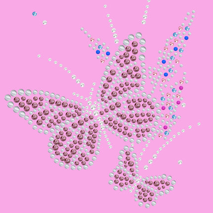 Pink Butterfly with Flowers - Women's T-shirt