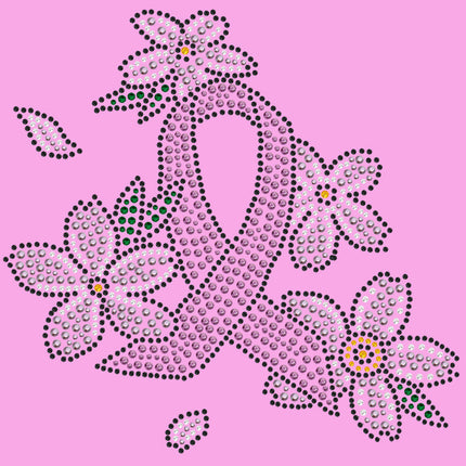 Pink Ribbon with Flowers - Women's T-shirt