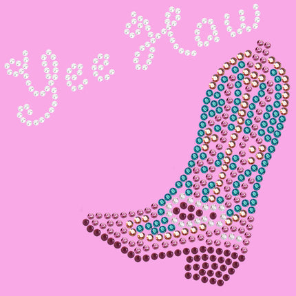 Boot (Pink & Turquoise) with Yee Haw - Women's T-shirt