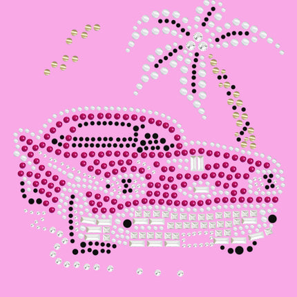 Car with Palm Tree (Pink) - Women's T-shirt