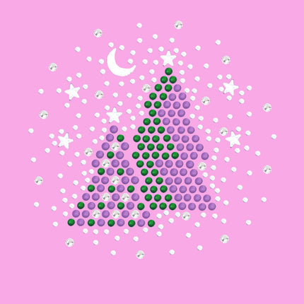 Purple & Green Christmas Trees with Austrian crystal Snowflakes - Women's T-shirt