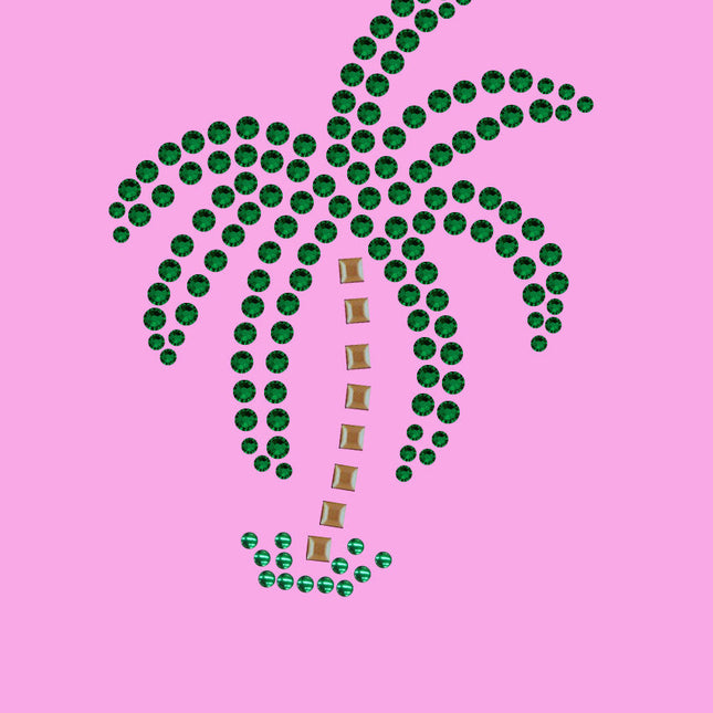 Palm Tree (Green Rhinestones - Small) - Women's T-shirt