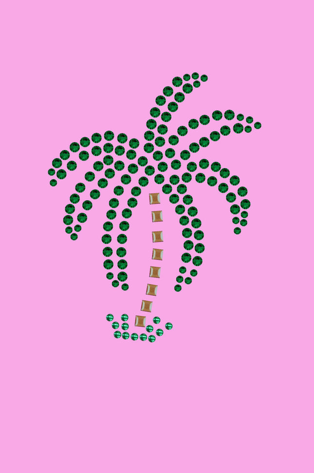 Palm Tree (Green Rhinestones - Small) - Women's T-shirt