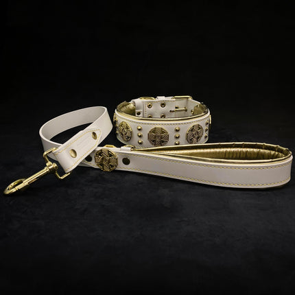 The "Maximus" collar 2.5 inch wide white & gold