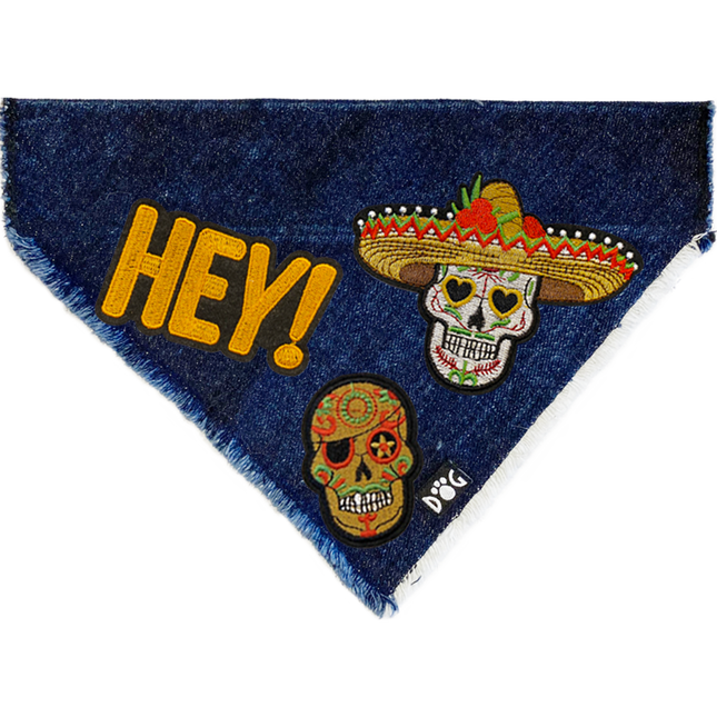 Hey Skulls Denim Bandana