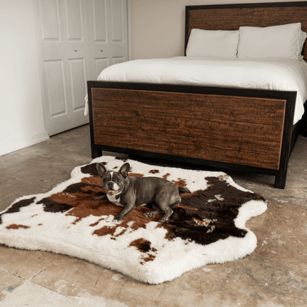 PupRug™ Animal Print Memory Foam Dog Bed - Brown Faux Cowhide