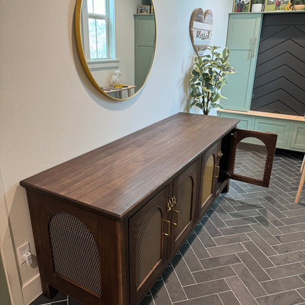 Mid Century Modern Raised Dog Crate Cabinet