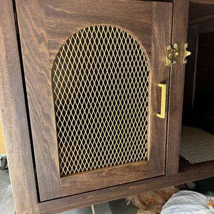 Mid Century Modern Raised Dog Crate Cabinet