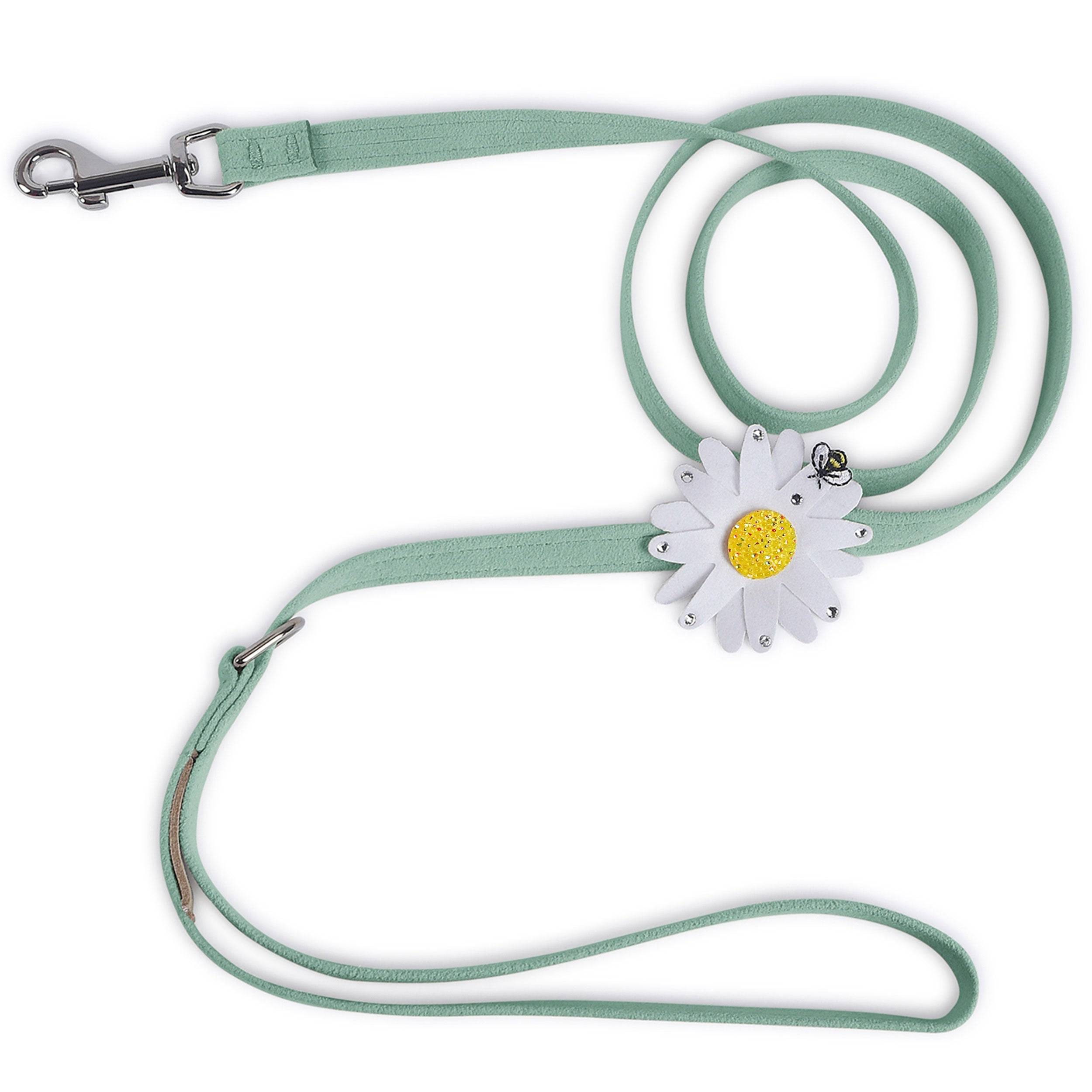 Large Daisy with AB Crystal Stellar Center Leash Mint