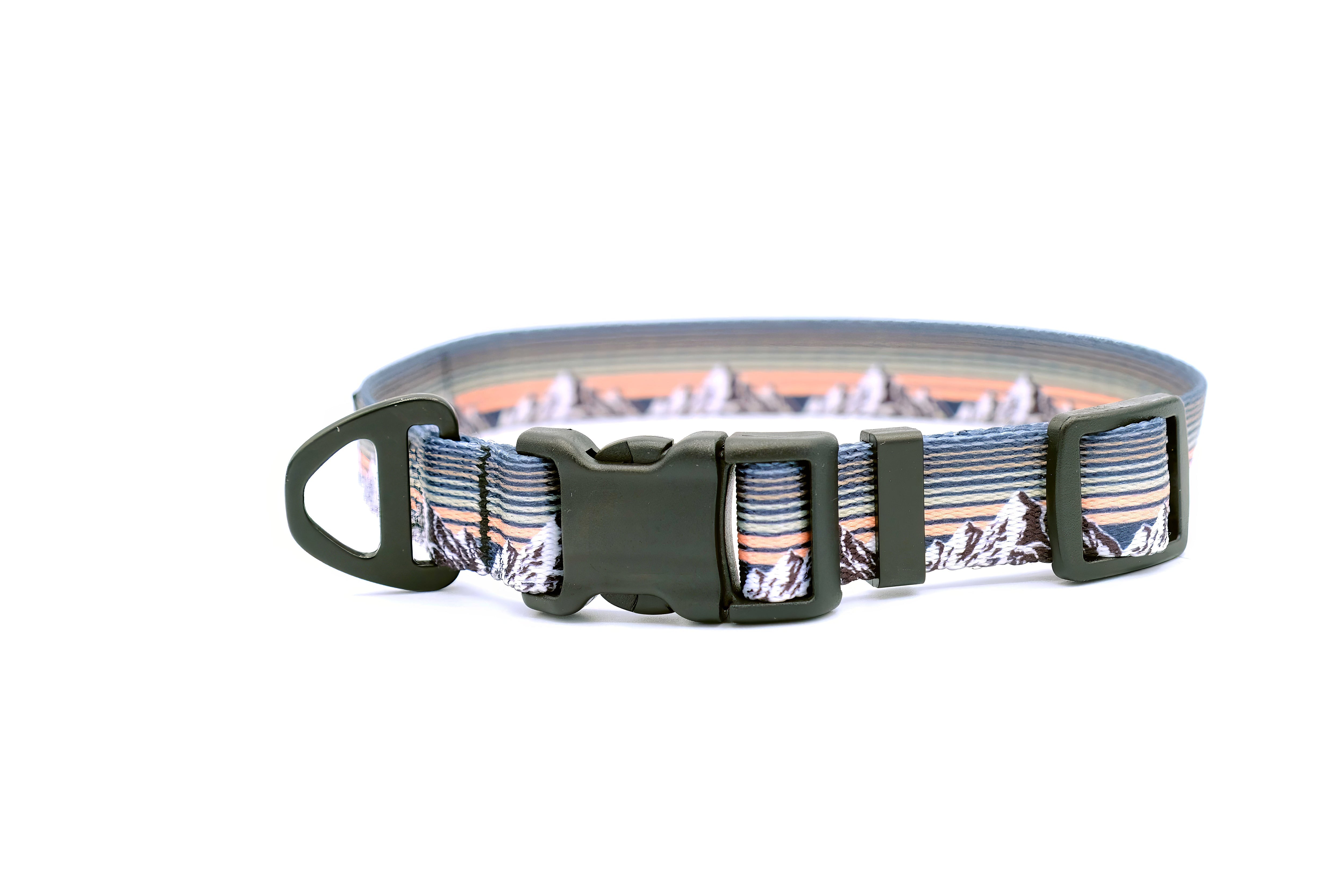 Outdoor Style Mountain Sunset Nylon Dog Collar S 5 8