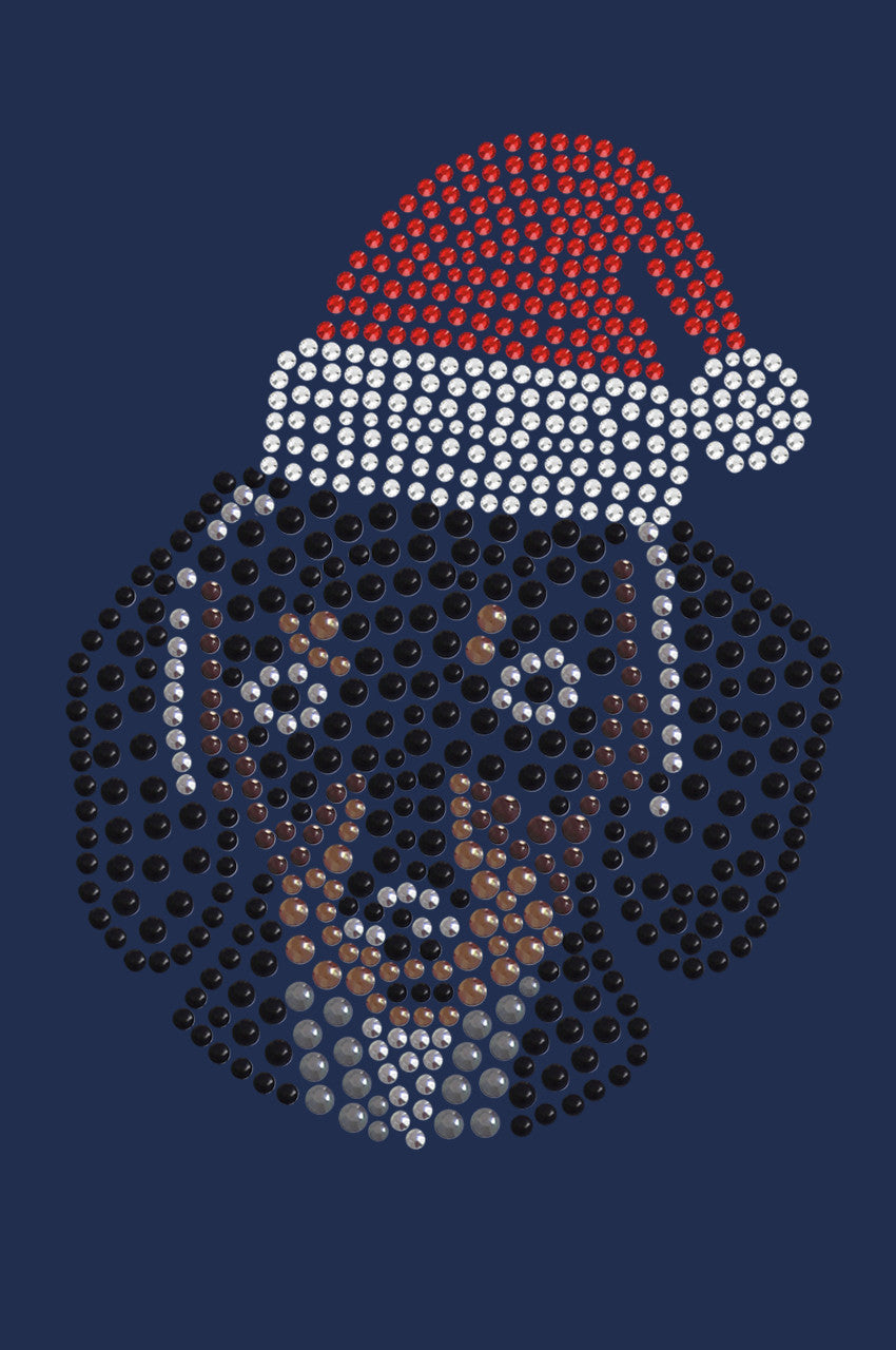 Dachshund Face with Santa Hat - Bandana Navy