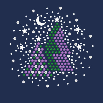 Purple & Green Christmas Trees with Austrian crystal Snowflakes - Women's T-shirt