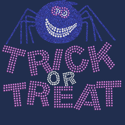 Trick or Treat with Blue Glitter Spider - Women's Tee