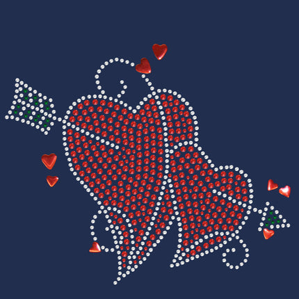 Red Rhinestone Hearts with Arrow Bandanna