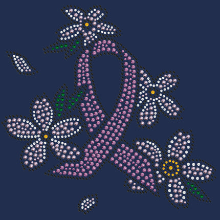 Pink Ribbon with Flowers - Bandanna