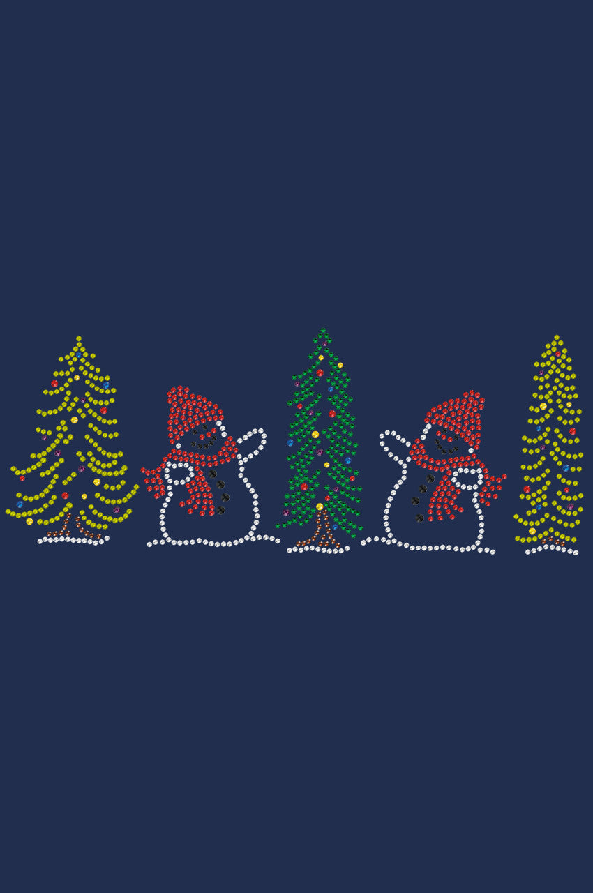 Two Snowmen in Trees - Bandana Navy