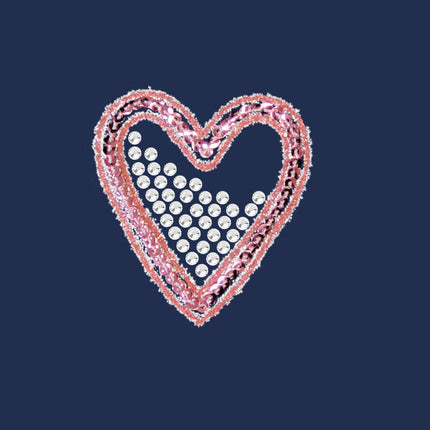 Pink Sequin & Rhinestone Heart - Women's T-shirt