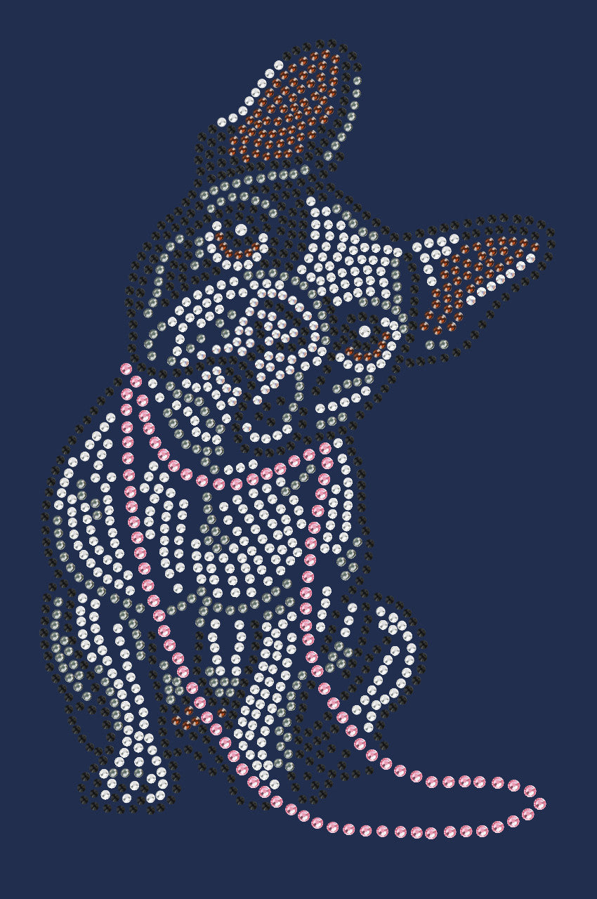 French Bull Dog with Necklace - Women's Tee Navy