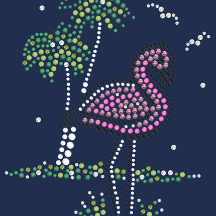 Pink Flamingo with Palm Trees - Women's T-shirt